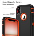 thumbnail image 3 of Petocase for iPhone Xs Max Case,Shockproof Dust/Drop Proof 3-Layer Full Body Protection [Without Screen Protector] Rugged Heavy Duty Durable Cover Case,Black/Orange, 3 of 7