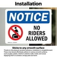 thumbnail image 3 of (2 Pack) No Riders Allowed Sign With Symbol OSHA Notice Sign 14 Inch X 10 Inch Vinyl Label Decal Sticker Weather Resistant, UV Protected for Workplace, Business, and Construction Site,, 3 of 7