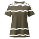 thumbnail image 3 of Camisas de Manga Corta para las Mujeres Impresión Cuello Redondo Suéter Encaje Camisa, Blusa de Verano Casual para las Mujeres, 3 of 5