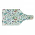 thumbnail image 1 of Indie Cutting Board, Urban Hipster Accessories Pattern Colorful Doodle Clothes Shoes Computers Bicycles, Tempered Glass Cutting and Serving Board, Wine Bottle Shape, Multicolor, by Ambesonne, 1 of 1