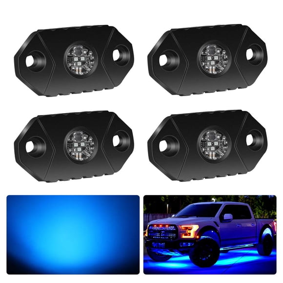 Luces LED Rock Lights 4WD-KING, azul IP68, impermeables, 4 cápsulas
