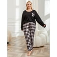 thumbnail image 7 of ebukurty Plus Size Pajama Sets for Women 2 Piece Long Sleeved Black Plaid Lounge Sets, Sizes 1XL-2XL/4XL, 7 of 7
