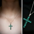 thumbnail image 3 of Rosec Jewels Certified Lab Grown Emerald Cross Pendant with Chain - Religious Necklace - AAAA Grade - Gift for Christmas, 18K White Gold, 3 of 8