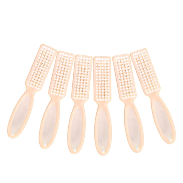 6 cepillos para uñas, herramientas de limpieza de uñas, cepillo de manicura con mango de plástico, cepillos de pedicura, naranja transparente