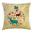 thumbnail image 1 of Christmas Decorations Throw Pillow Cushion Cover, Reindeer and Snowflakes in Abstract Balls Ornament Vintage Paper Art Image, Decorative Square Accent Pillow Case, 18 X 18 Inches, Beige, by Ambesonne, 1 of 1