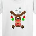 thumbnail image 4 of Inktastic Cute Christmas Reindeer with Red Nose, Ornaments and Bow Tie Youth T-Shirt, 4 of 5