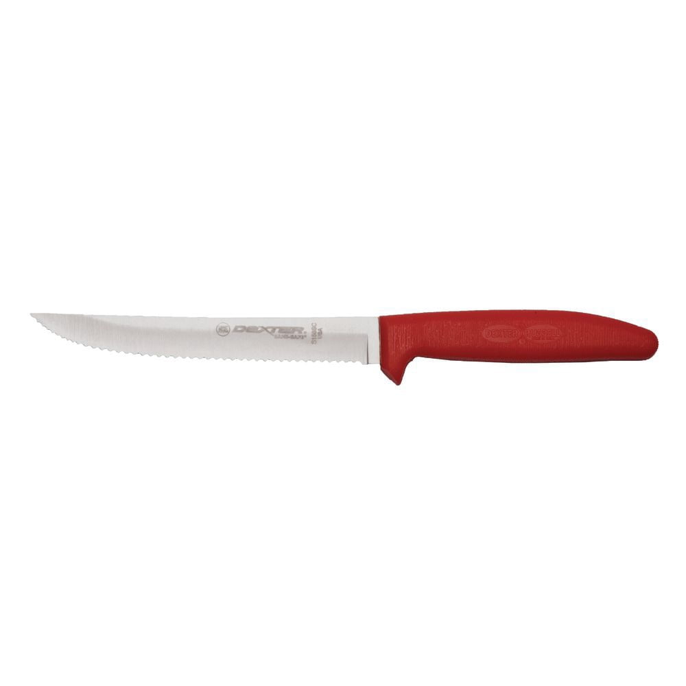 Dexter Russell S156SC-PCP, 6" White Scalloped Utility Knife with Polypropylene Handle