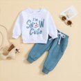 thumbnail image 2 of UAYOTSE Toddler Boys Letter Print Long Sleeve Tops Pants Outfit 6 12 18 24 Months 2T 3T 4T 5T Fit Fall Winter 2PCS Size 18-24 Months, 2 of 5