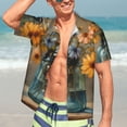 thumbnail image 7 of Vsdgher Charming Daisy Bouquet Art Print Men's Hawaiian Shirts Button Down Tropical Holiday Beach Shirts Vacation Clothes,Medium, 7 of 7