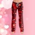 thumbnail image 4 of LUOGENLI Pantalon Décontracté pour Femme Ladies'025 Saint-Valentin Mode Décontractée Pantalon Décontracté Imprimé Pantalon Décontracté pour Femmes Coupe Régulière Taille Élastique Pantalon Habillé Décontracté pour Femme Extensible Rouge G, 4 of 6