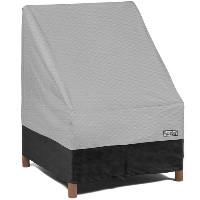 Housse de Chaise de Patio Extérieure NEH - 40 Pouces L x 40 Pouces P x 36 Pouces H - Matériau Respirant, Protection contre les Rayons du Soleil et Housse de Rangement Résistante aux Intempéries - Gris avec Ourlet Noir