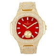 thumbnail image 2 of Charles Raymond Bigger is Better Oversized or Baguette Diamonds for The Luxurious Blinged Out Oblong Metal Mens Watch w/Cuban Bracelet- ST10316CE Cuban (ST10235VO Gold Bright Red), 2 of 8