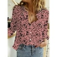 thumbnail image 3 of Yigetop Polka Dot Tops for Women, Women's Casual V Neck Floral Print Roll Up Long Sleeve Chiffon Button Down Blouses Top Shirts Chiffon Blouses for Women Wine 2XL, 3 of 5