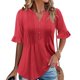thumbnail image 2 of Eres Más Que una Camisa de Puntuación de Prueba Sexy de Manga Corta Lentejuelas Suelta Camisa de Blusa con Cuello en V, Poliéster, 2 of 9