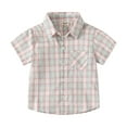 thumbnail image 1 of Gibobby blusas de vestir Niños formal Chaqueta de camisa de franela para niños pequeños, chaqueta a cuadros de manga corta con solapa y botones, camisa para bebés, niños y niñ(Gris, 2-3 Años), 1 of 3