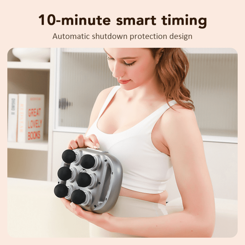 6-Head Fascia Gun Deep Massager, Massage Gun, 9 Intensity Levels, Muscle Massager, Electric Handheld Massage Tools for Neck, Back, Shoulder, Waist, Leg, Feet, Daily Relaxation