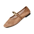 thumbnail image 2 of HTHLVMD Hollow Breathable Casual Footwear, Mesh Mary Jane, Widestep Shoes for Women, Women's Mesh Ballet Flats Fishnet Ballerina Flats Buckle Strap Mary Jane Causal Daily Dress Shoes, Khaki 8, 2 of 6
