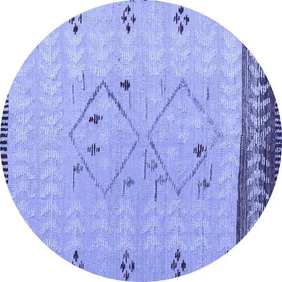 Ahgly Company Indoor Round Solid Blue Modern Area Rugs, 5' Round