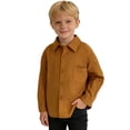 thumbnail image 2 of TIREOW Girls and Boys Corduroy Shirts Jackets Collared Button Front Solid Color Shirts Spring Autumn Casual Shirts Coat, 2 of 5