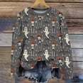 thumbnail image 4 of YVNAURA Women's Spooky Season Oversized Graphic Crewneck Sweatshirt Long Sleeve Loose Fit Pullover Halloween Pumpkin Ghost Bat Print Casual Fall Top 1 Pack, Grey,L, 4 of 6