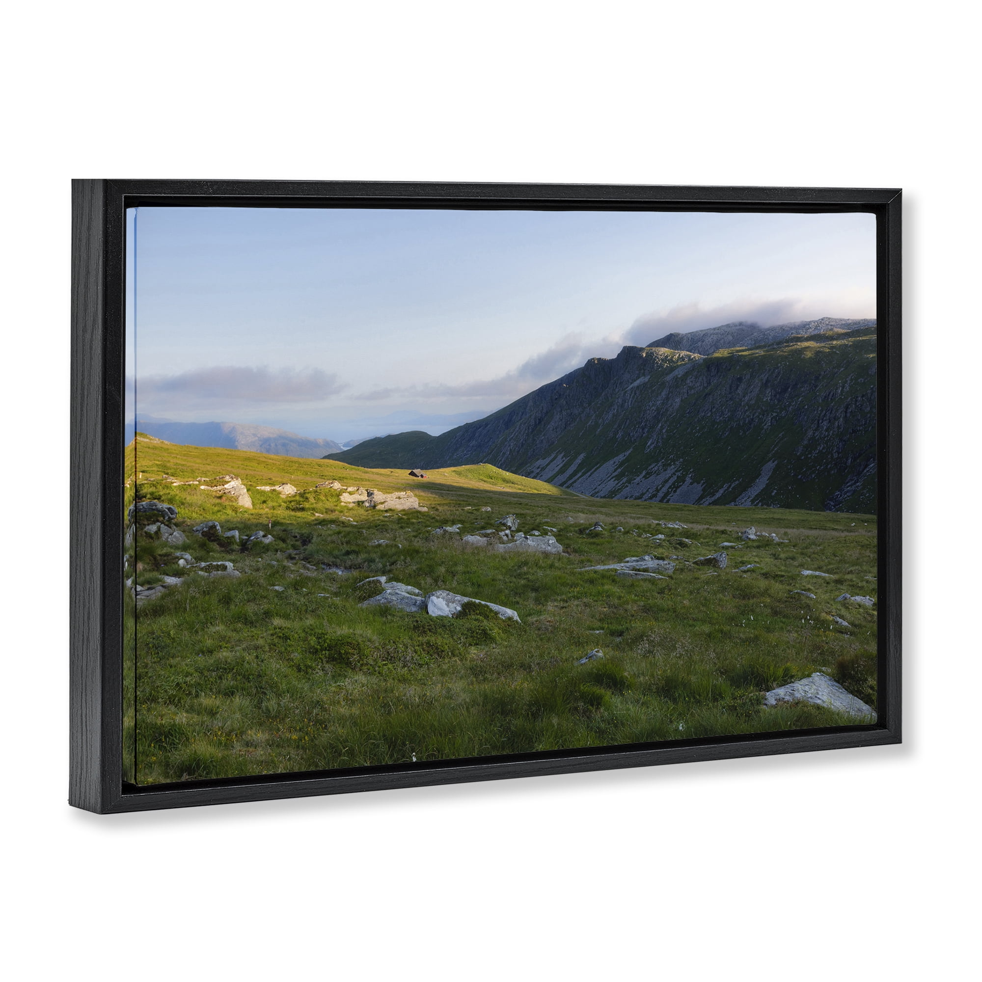 Stupell Industries Lush Rolling Cliffs Landscape & Nature Photography Black Floater Framed Canvas Art Print Wall Art, 31 x 21