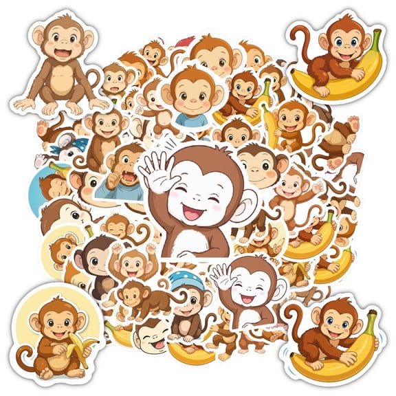 35pcs Cuddly Monkey Stickers Toon Animal Decals for Luggage Laptop Fridge