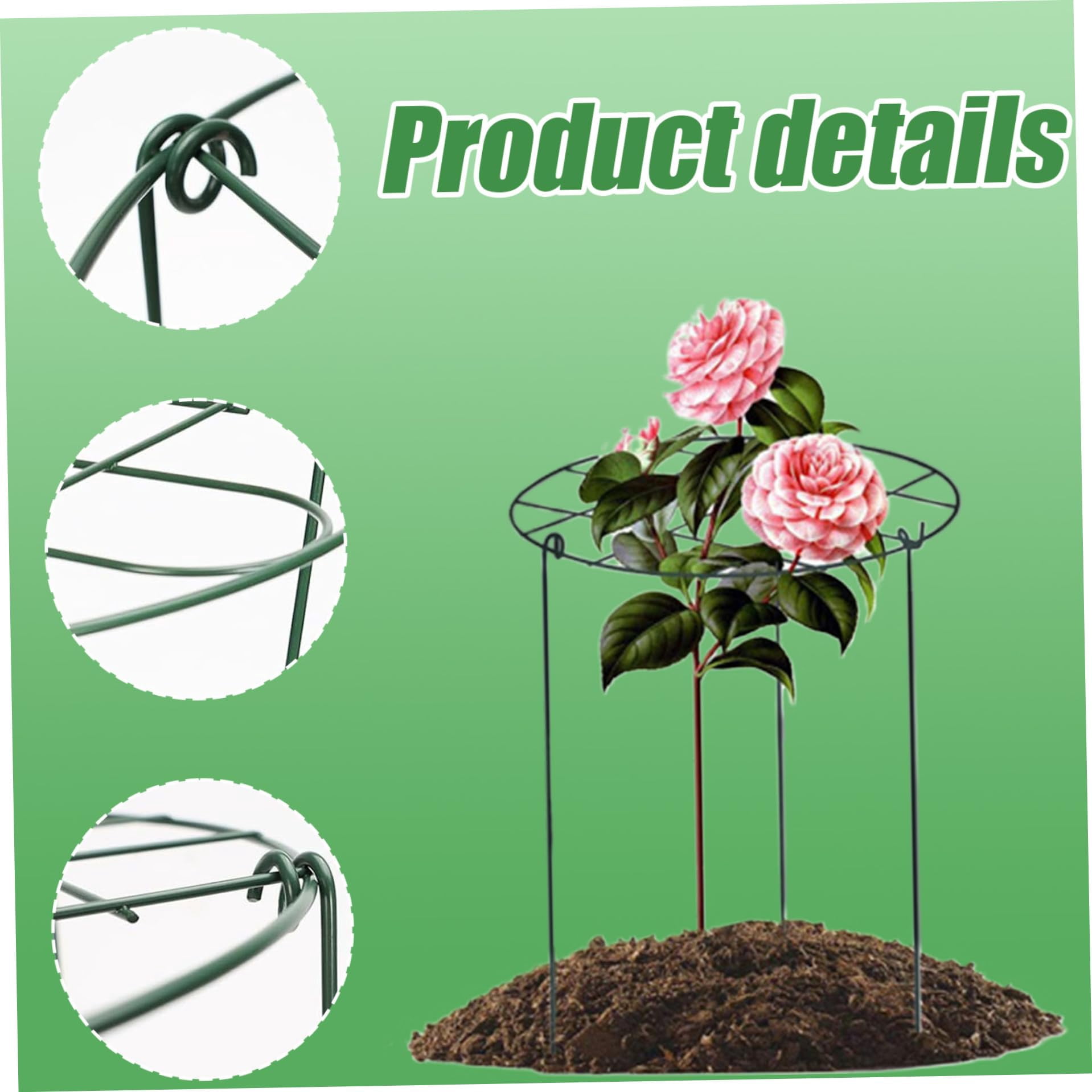 2Pcs Peony Supports, Peony Cages and Supports, 12x16'' Iron Round Plant Cages & with 3 Legs for Rose, Tomato, Orchids Vines, Plant(Grid)