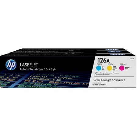 3 Pack Cyan Ink - HP 126A (CF341A) Cyan/Magenta/Yellow Original LJ Toner Cartridges, 3 pack