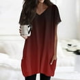 thumbnail image 2 of TQWQT Women's Plus Size Tunic Tops with Pockets Summer Casual Short Sleeve Oversized Long Shirts Casual V-Neck T-Shirt Gradient Print Long Tops, 2 of 5