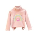 thumbnail image 2 of SGFCWSX Girls Long Sleeve Tops Fleece Lined Print Sweatshirt Kids High Neck Casual Winter Sweatshirts Pink Size 3 Years, 2 of 3