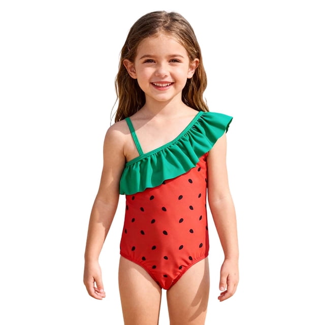 Traje de Baño para Niños Niñas de Moda Impresión Onesie para 2-7 Años Traje de Baño de Vacaciones de Playa para Niños