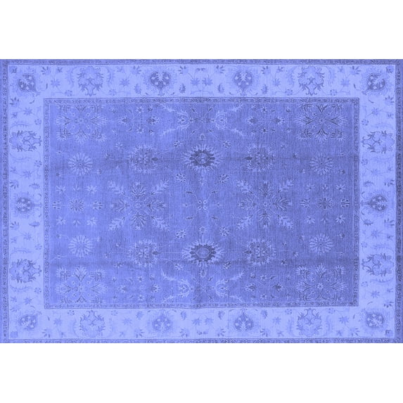 Ahgly Company Machine Washable Indoor Rectangle Oriental Blue Traditional Area Rugs, 4' x 6'