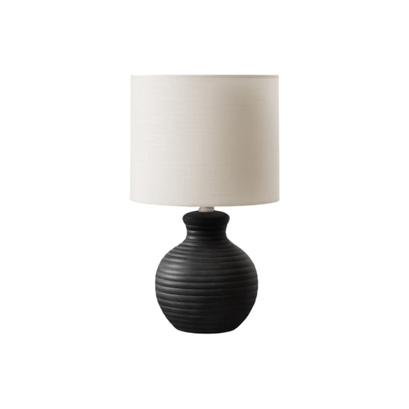 Lighting - 16"h - Table Lamp - Black Resin - Ivory/Cream Shade - Contemporary