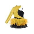 thumbnail image 5 of TSSOE Kids Girls Shiny Ballet Dance Dress Tutu Skirted Leotard for Gymnastics Outfit Ice Skating Unitard Dancewear Gold 16, 5 of 7