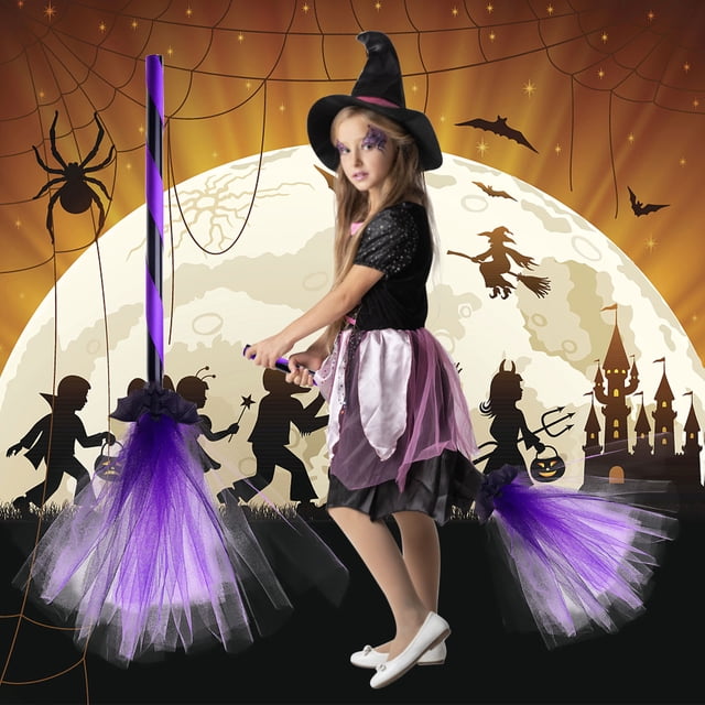 Escoba de Bruja Voladora para Halloween | Decoración para Fiesta de Disfraces | Plástico y Red | Juego de 1 Pieza
