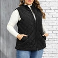thumbnail image 5 of DISKEBUISS Plus Size Quilted Puffer Vest for Women Stand Collar Sleeveless Zip Up Gilet with Pockets for Fall Winter, 5 of 7