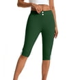 thumbnail image 4 of Kinrui Women's Bermuda Long Shorts with Pockets Slit Hem Knee Length Shorts High Waisted Stretch Work Dress Shorts Green L, 4 of 7