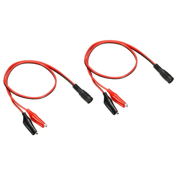 Unique Bargains 5.5 x 2.1mm DC Female Plug to Alligator Clip Connector Power Cable Black Red 2 Pack