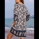 thumbnail image 5 of Vestido Informal de Verano para Mujer, Estilo Bohemio, con Borlas y Cuello Anudado, Larga 3/4, Estampado Floral Corto Albaricoque Negro L, 5 of 8