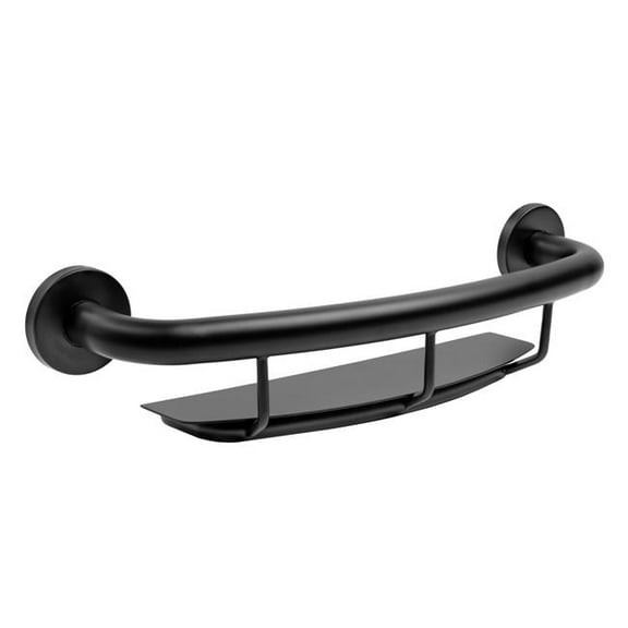 Ponte Giulio USA, Inc. G57JES01DM Matte black stainless steel grab bar with shelf