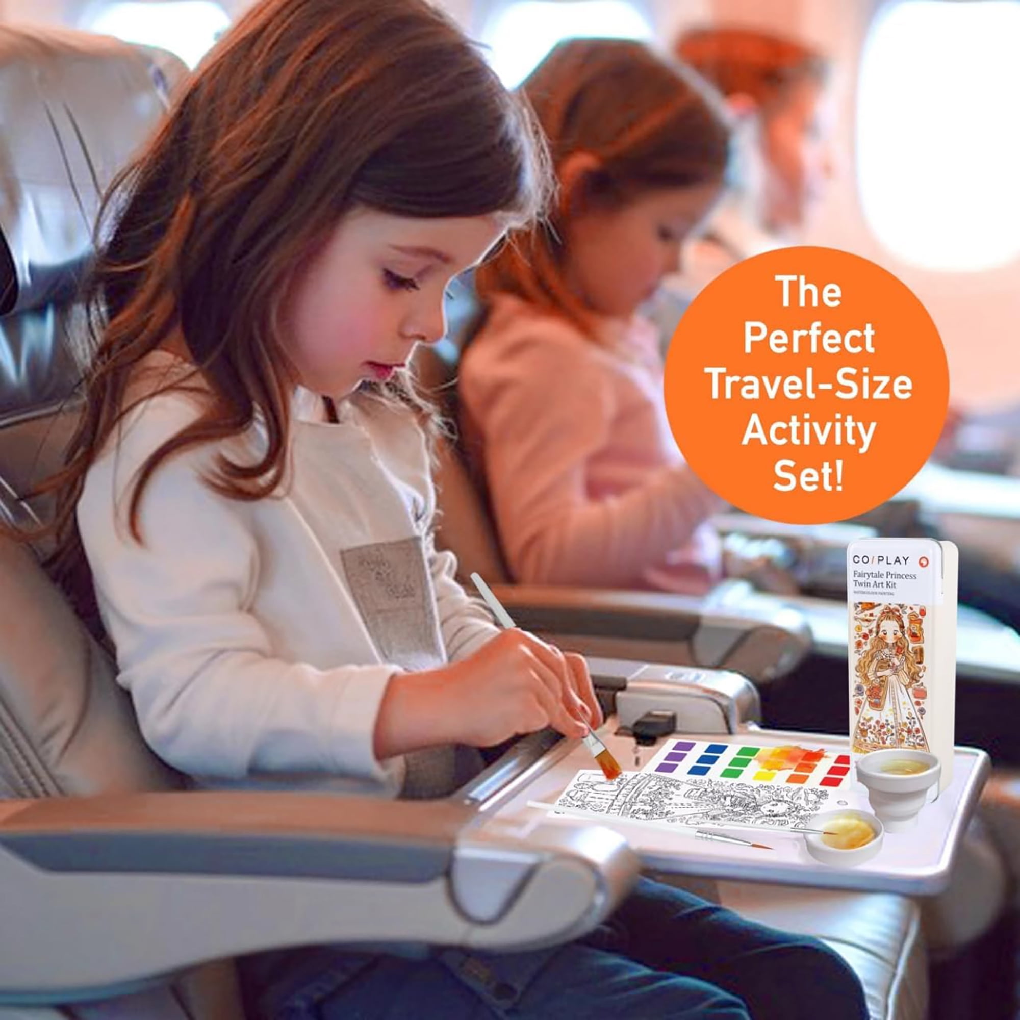 COIPLAY: Watercolor Painting Art Kit - Fairytale Princess - Tin Box, 52 Character Bookmarks, 648 Color Blocks, 3 Brushes, Silicone Cup, Adults-Kids 6+