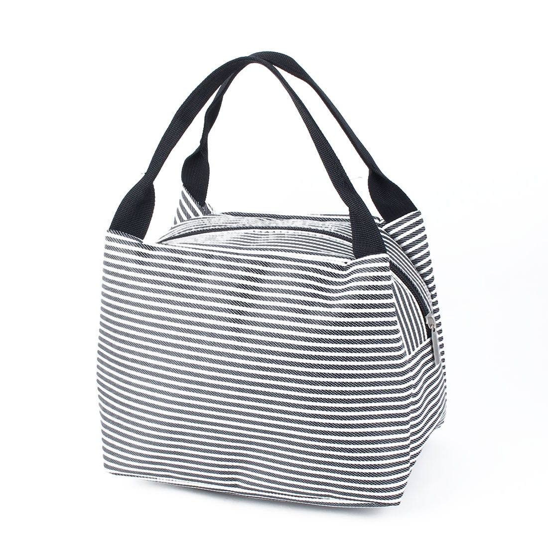 black and white striped lunch box