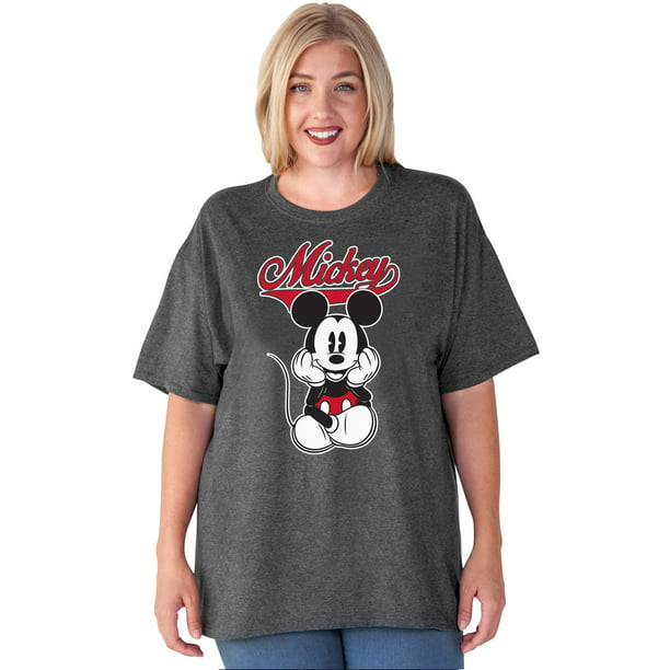 Disney - Disney Mickey Mouse Varsity T-Shirt Charcoal Gray (Women's ...