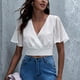 thumbnail image 3 of Mujer Volantes Manga Corta,Blusa Con Cuello En V Transpirable Mujer Top Corto Crop Top Resultados Impresionantes, 3 of 5