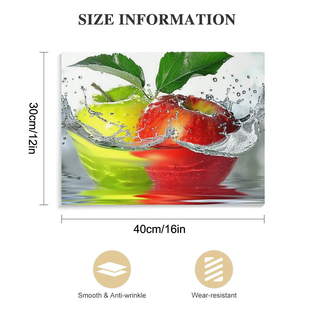 COMIO Kitchen Canvas Wall Art Fruit Picture Dining Room Canvas Painting for Home Wall Decor, Healthy Apple Food Framed Kitchen Art Wall Decor Restaurant Decoration Ready to Hang