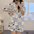 thumbnail image 1 of Japanese cute Hello Kitty high quality imitation cotton cardigan short sleeve pajamas women Summer High sense ladies home wear suit, 1 of 5