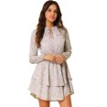 thumbnail image 1 of Unique Bargains Robe en Mousseline à Taille Smockée à Imprimé Floral Vintage pour Femme, 1 of 6