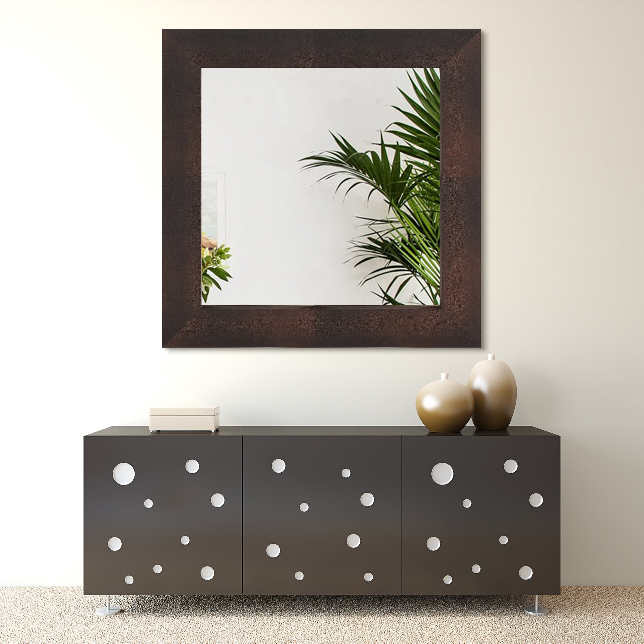empire art direct metallic shagreen leather framed beveled accent mirror