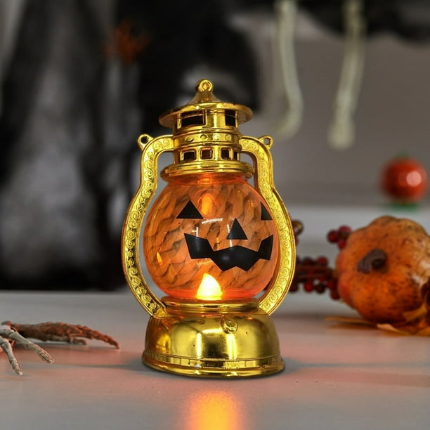 Halloween Decorative Pumpkin Lights Vintage Electroplated Wind Lights Easter Plastic Electronic Candles