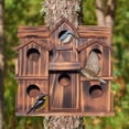 thumbnail image 4 of VASGOR Wooden Bird Houses for Outside – 10 Rooms Multi-Chamber Bird House, Carbonized Pine Rustic Finish, 1.57" Entrance Holes, Individual Cleaning Doors, Decorative Outdoor Bird Nesting Box, 4 of 9